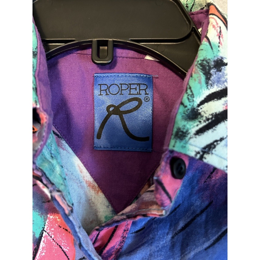 80's Roper Western Shirt Womens Sz 7/8 Rodeo Cowboy Feathers Cape Design USA - Picture 9 of 14